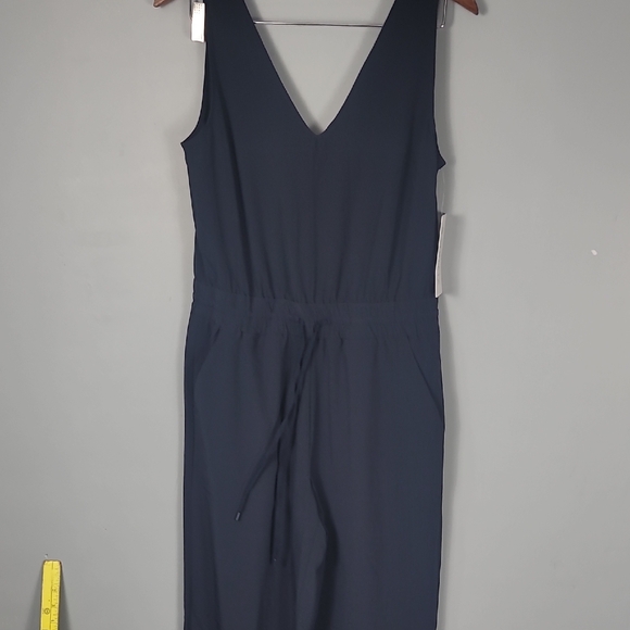 Athleta Avenue Navy Blue V-Neck Wide-Leg Jumpsuit - Picture 4 of 9